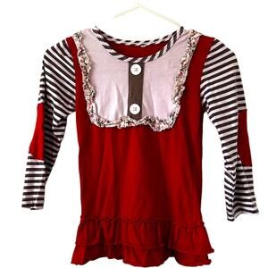 Persnickety Shirt Girls SIze 6 Ruffle Shirt stripes holiday